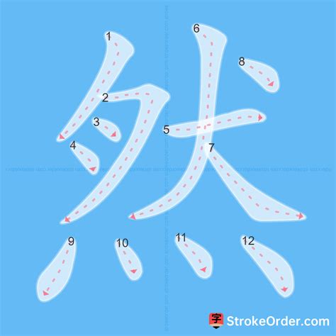 然筆劃|然 Stroke Order